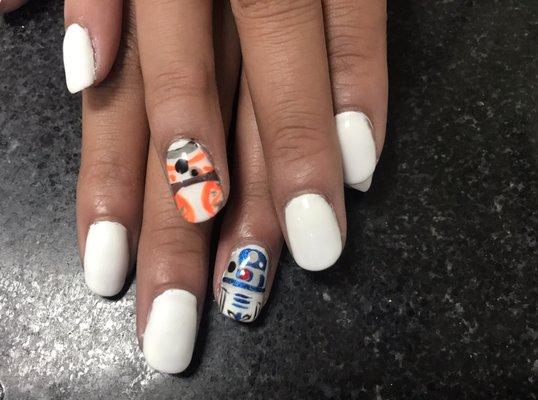 BB8 and R2D2 Star Wars Nails