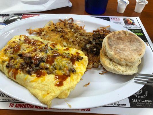 Meat lovers omelette, this is turning into one of our go to SATURDAY breakfast places.  Staff and food are great.