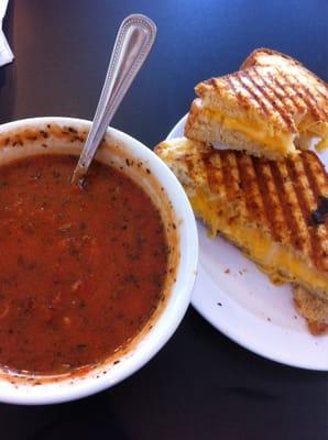 Tomato Basil soup and grilled cheese.