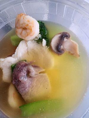 House Special Soup:  Beef, Pork, Shrimp, Chicken,: Broccoli, Carrot, Onion, Bean, Little Corn, Bamboo Shoots, Celery, Mushrooms, Broth