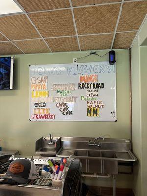 Menu board, changes frequently as fresh product changes