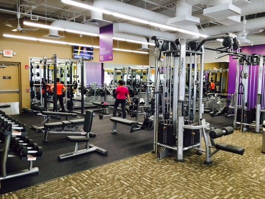 Top-of-the-line HammerStrength & LifeFitness weight equipment in our weight room.