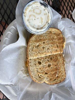 Tuna Melt on rye with a small side of macaroni salad