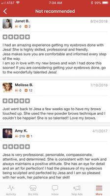 Yelp hides my reviews! These are real reviews from my real clients :)