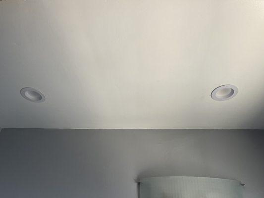 Recessed lights installed in bathroom