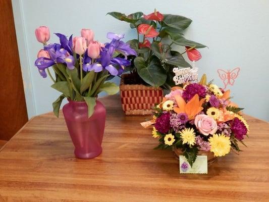 Front right bouquet are Mother's Day flowers from Barb's.