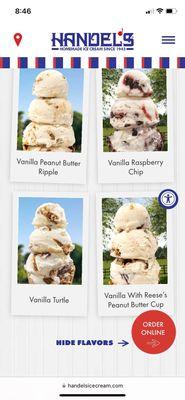 All the ice cream selections that rotate every month