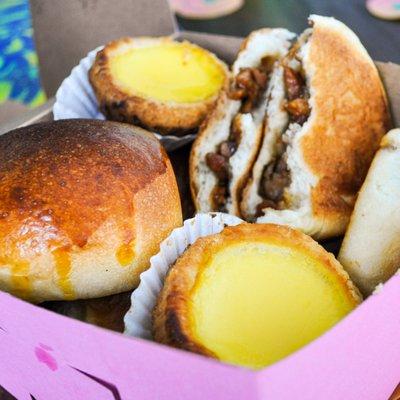 pork buns and egg tarts