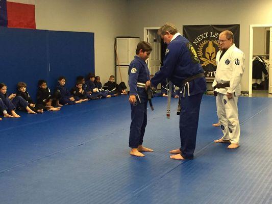 Ryan getting his grey white belt!