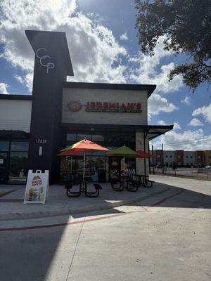 Outdoor seating front of store