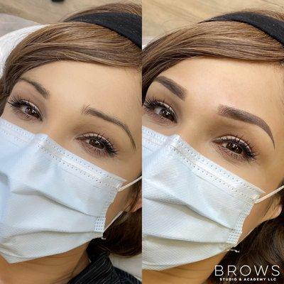 Before & After - Ombré Powder Brows. Can last up to 3 years. Color will lighten 20% once it is healed.