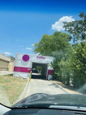 Car wash converted into a coffee shop