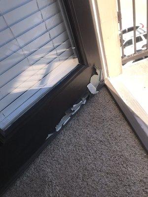 Ripped up Balcony door