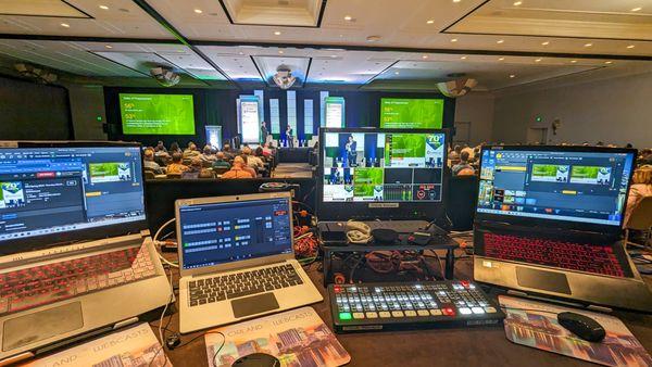 Live stream workstation of an Orlando conference. We film and live stream conferences, meetings and events.