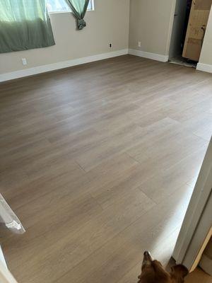 Luxury vinyl plank flooring with wood look and feel