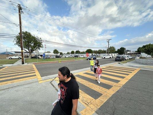 Morning cross walk and drop off