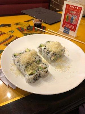 California roll with crunchy and cream cheese