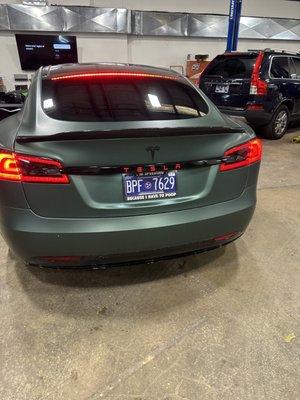 Custom Tesla LED logo install.