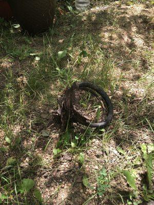 chunks of sewer pipe left lying around