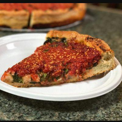 Our Deep Dish Pizza that was made and featured on WGN'S Chicago's Best.