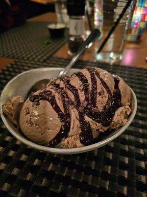 Coffee Ice Cream with chocolate sauce