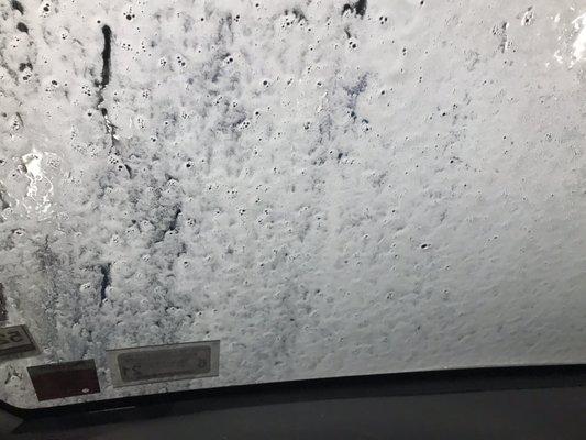 Soap coating on front windshield