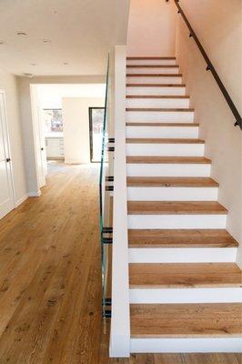 Stairs with hardwood flooring