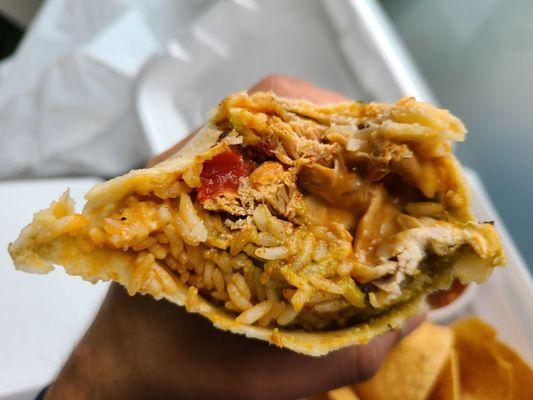 Chicken tinga burrito