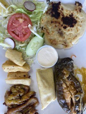 Pork, Cheese Y Beans Tipico Plate