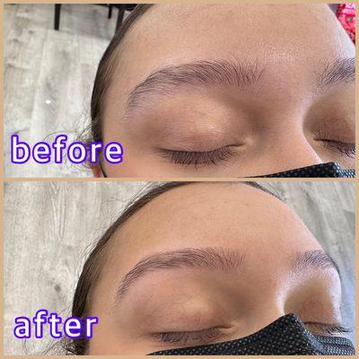 Natural and thick brow with little clean up