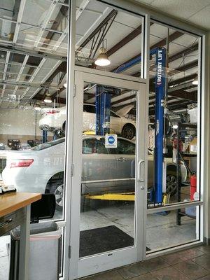 You're able to see your car getting serviced.