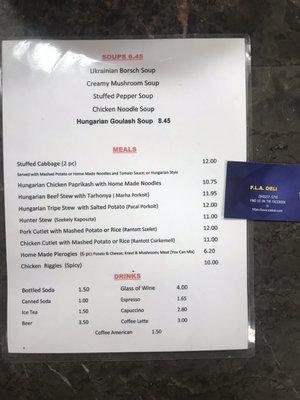 Menu Side 1