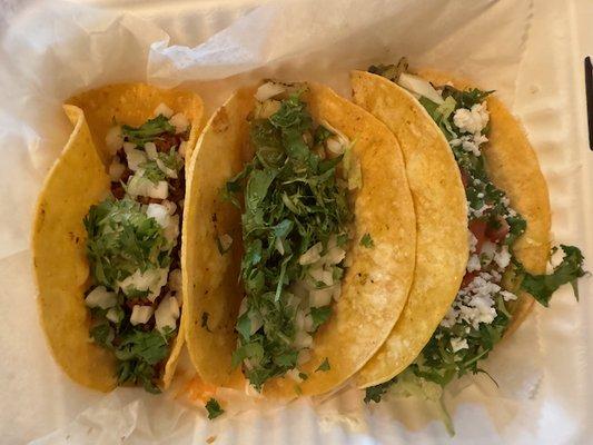 A variety of vegetarian tacos (after we ate one).