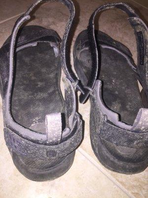 Shoes with mold bloom before treatment