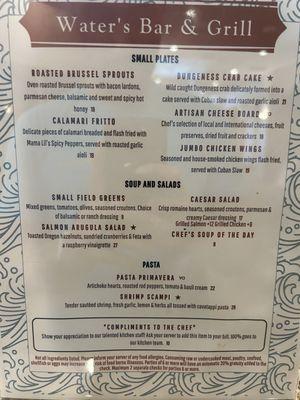 Newest menu to date