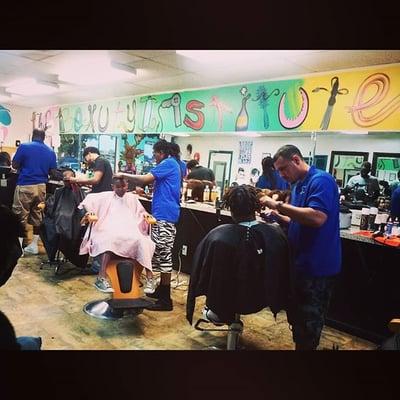 Barber students are always busy on Tuesday Nights! Free hair cuts for kids!