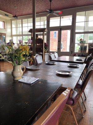 Breakfast room at the Mercantile (sister property that is also run by Joey)