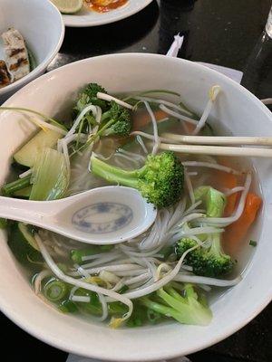 My tofu pho soup with extra veggies.