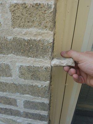 Tuck pointed wall matches old mortar that removed before pointing.