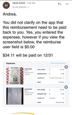 Payroll actually telling me I didn't provide enough 'clarification' that I needed to be paid back for my expenses!!  Complete joke!!!