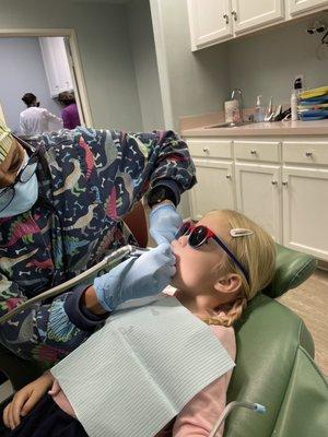 Not even 3 yet and no complaints from her... loved getting her teeth cleaned :)