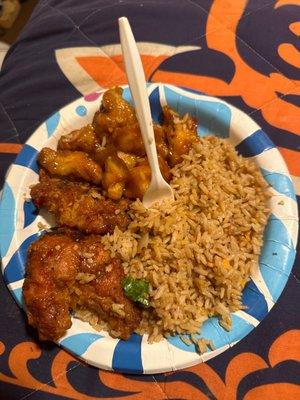 Fried Rice, Orange Chicken, spicy Spicy Chicken Wings