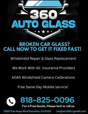 We offer same day glass replacement and repairs!