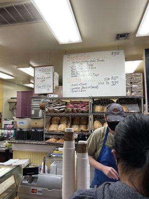 Sandwiches menu and variety of fresh bread