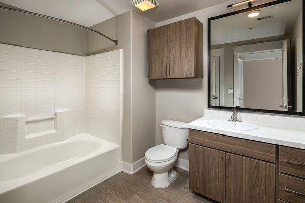 Vacant One Bedroom Bathroom at The Madison at Town Center Apartments in Santa Clarita CA