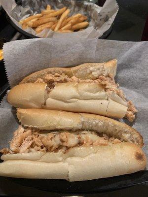 Salmon Cheesesteak and fries