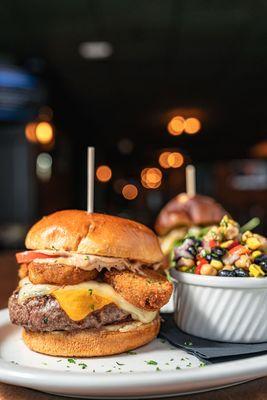 Fried Pickle Burger - Cheddar, Pepper Jack, Fried Pickles, Tomato, Chipotle Aioli