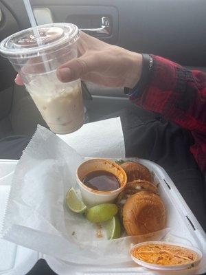 Horchata and Birria sliders