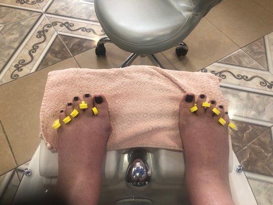 Hot Stone Pedicure, don't mind my pregnant swollen feet. The pedi felt amazing.