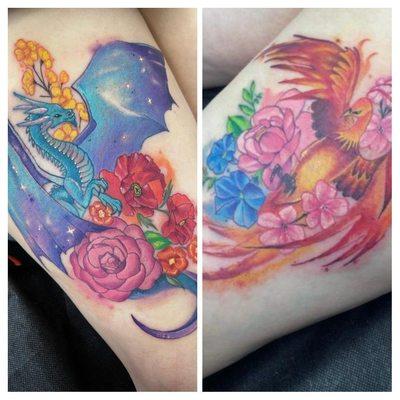 Phoenix and dragon by Jessica Barnes @strangeworksjb